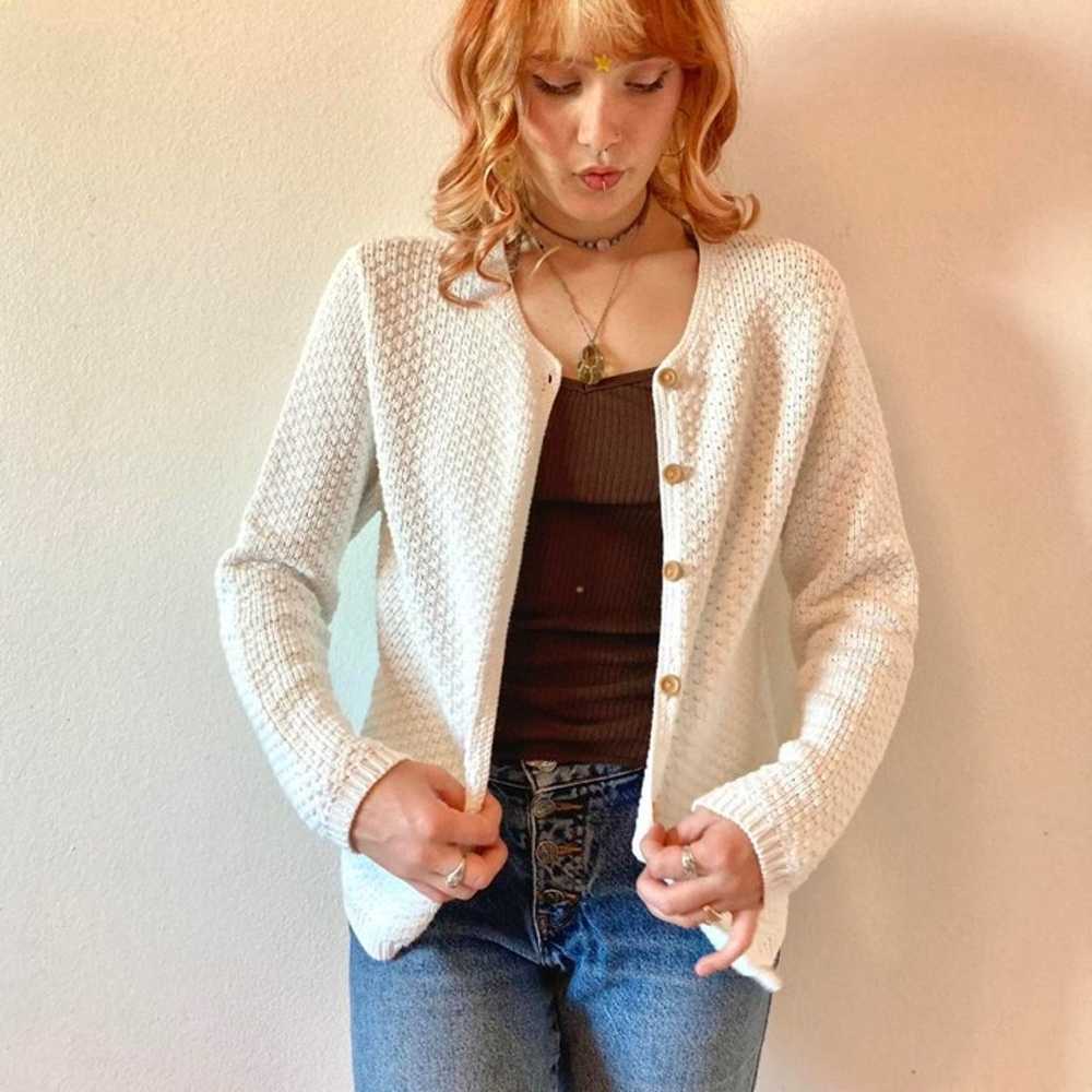 Precious Talbots vintage cream knit cardigan - image 3