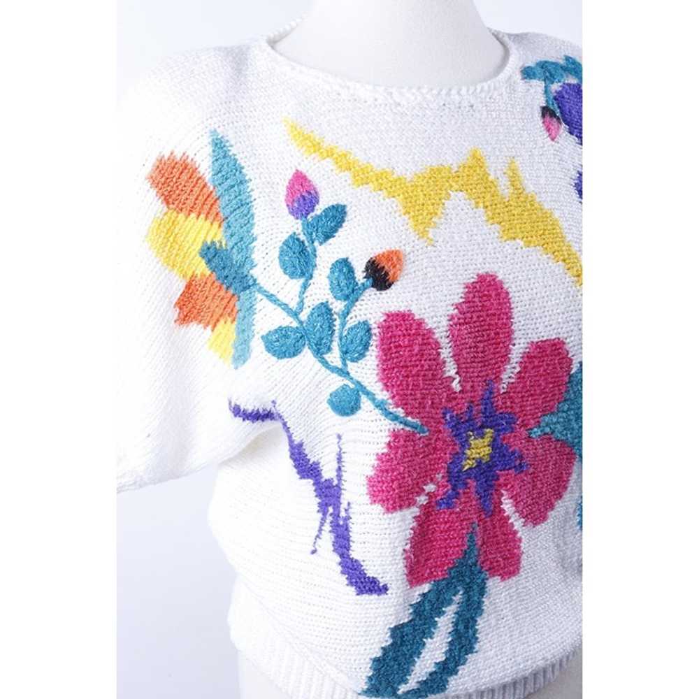 Sweater, Bright Colored Flowers, Ugly 80s Sweater… - image 3