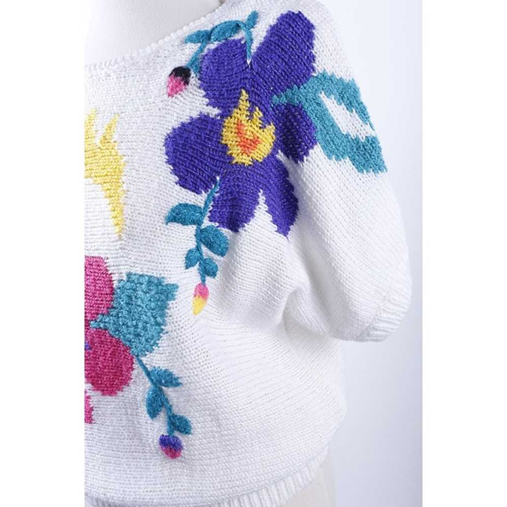 Sweater, Bright Colored Flowers, Ugly 80s Sweater… - image 4