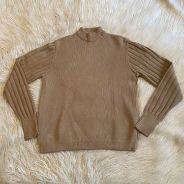 Vintage 70s Jaeger 100% Wool Sweater Mock Neck Ca… - image 1