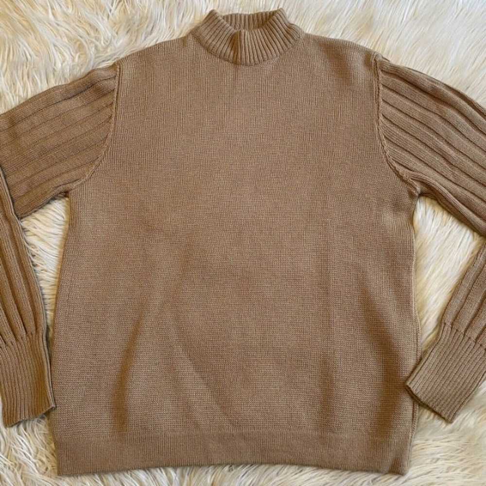 Vintage 70s Jaeger 100% Wool Sweater Mock Neck Ca… - image 2