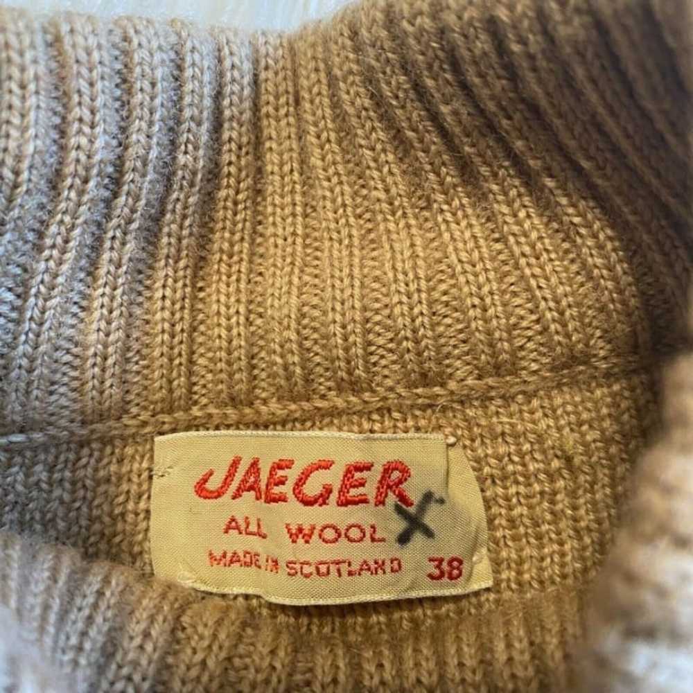 Vintage 70s Jaeger 100% Wool Sweater Mock Neck Ca… - image 4