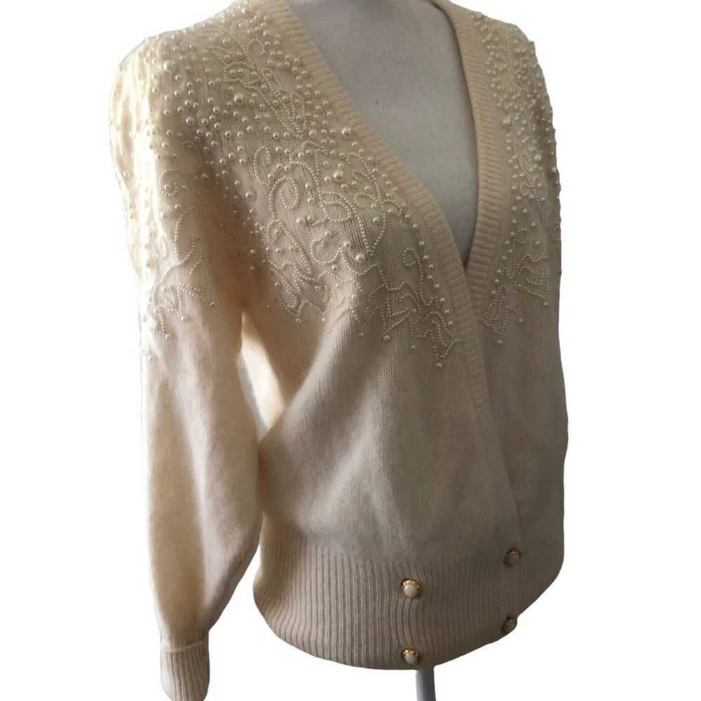 Vintage Sideffects Cream Knit Lambswool Angora Ra… - image 9