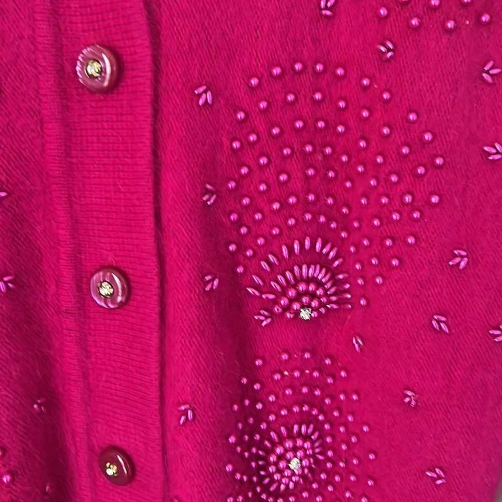 Belldini Vintage Hot Pink Beaded Angora Cardigan - image 5