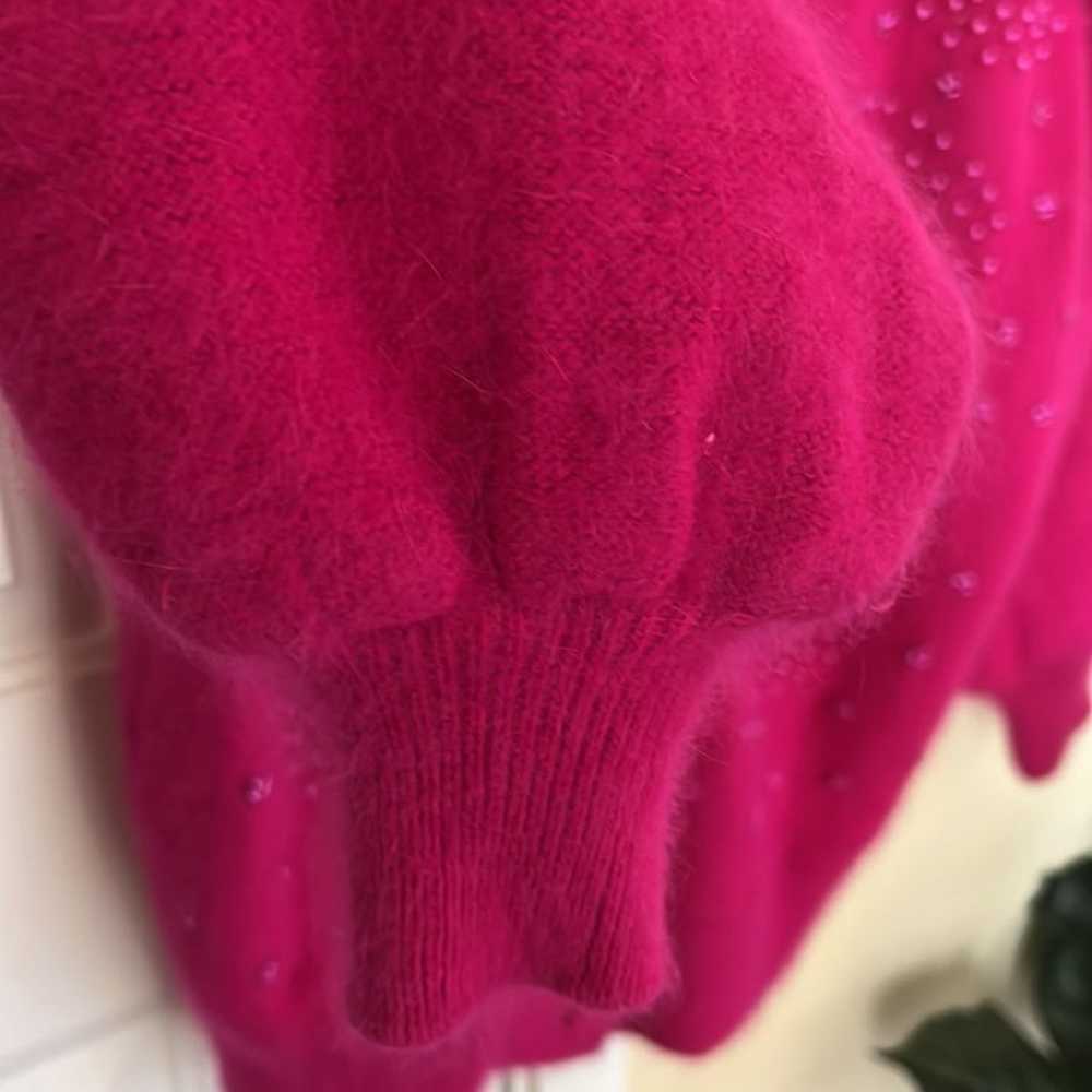 Belldini Vintage Hot Pink Beaded Angora Cardigan - image 7