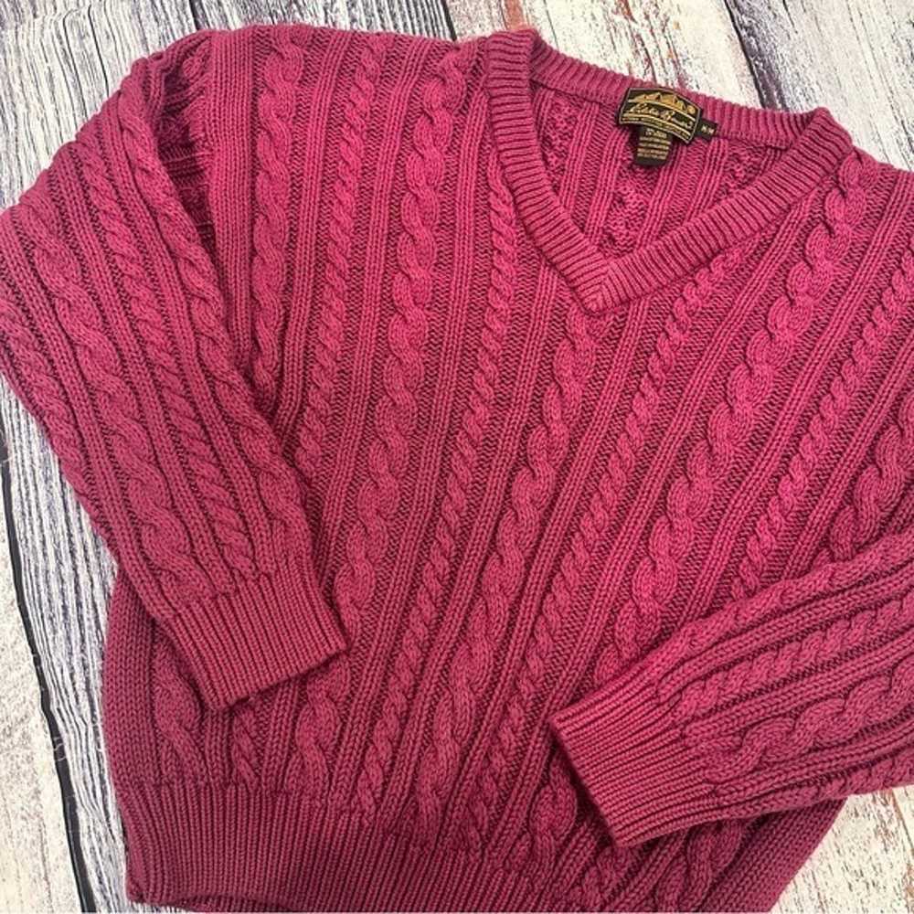 Vintage Eddie Bauer Chunky Cable Cotton Knit Purp… - image 2