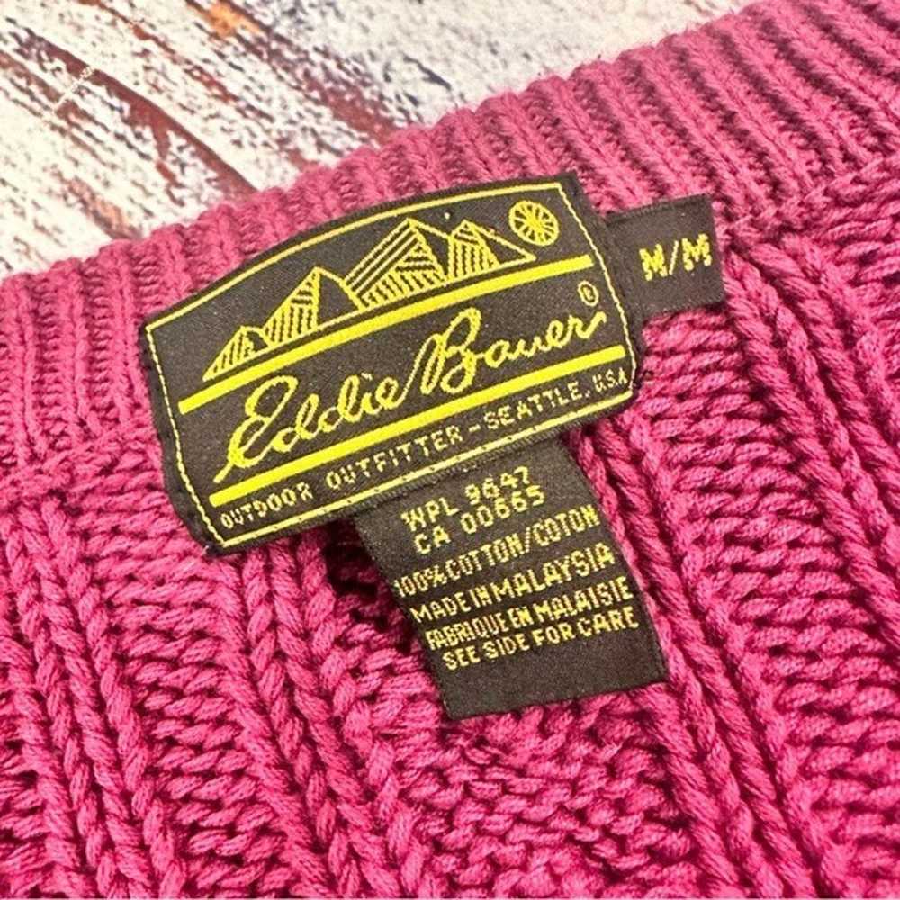 Vintage Eddie Bauer Chunky Cable Cotton Knit Purp… - image 4