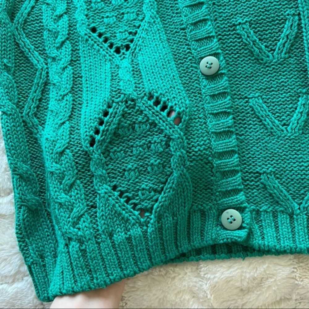 Vintage Knit Knit Green Cardigan Sweater M - image 5