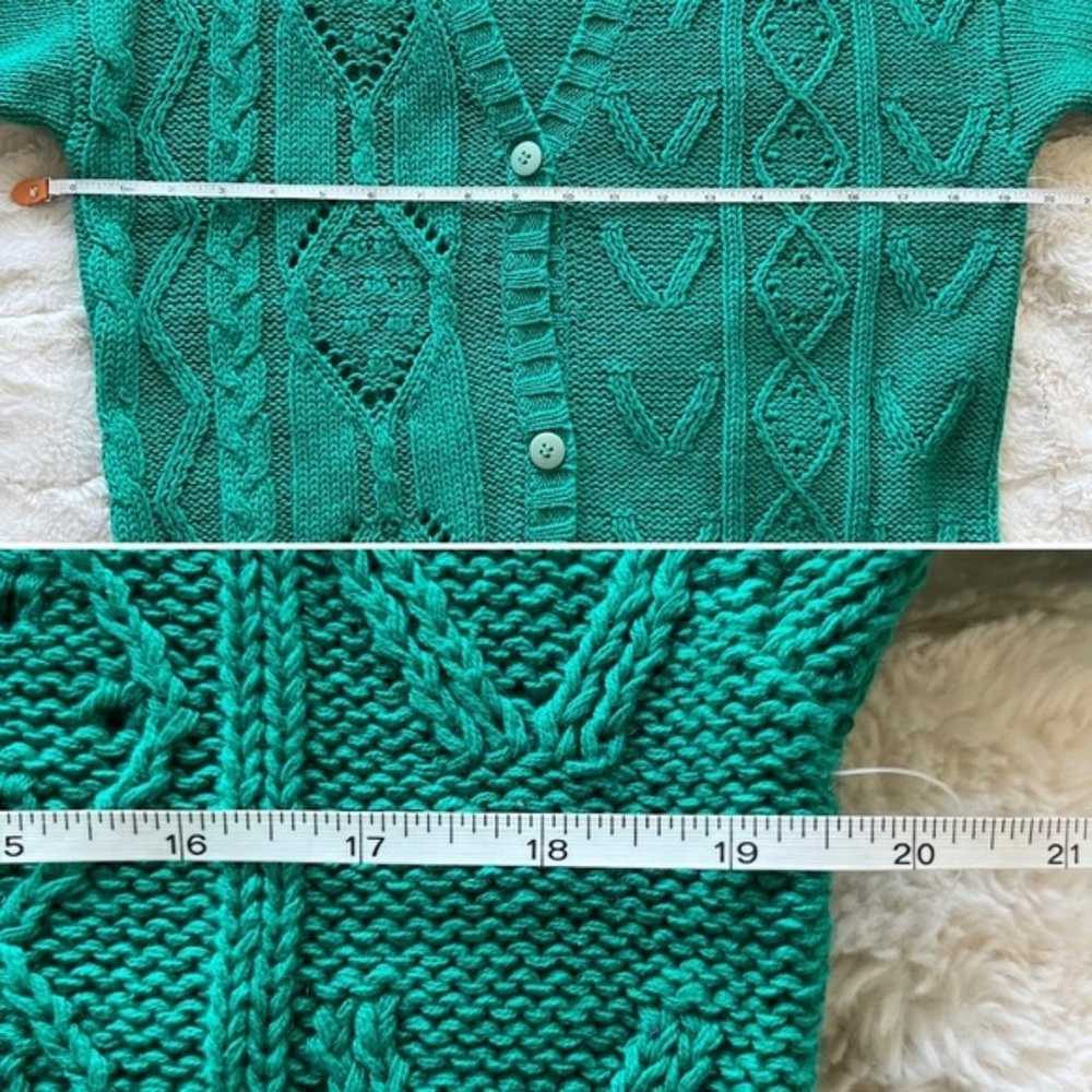 Vintage Knit Knit Green Cardigan Sweater M - image 8