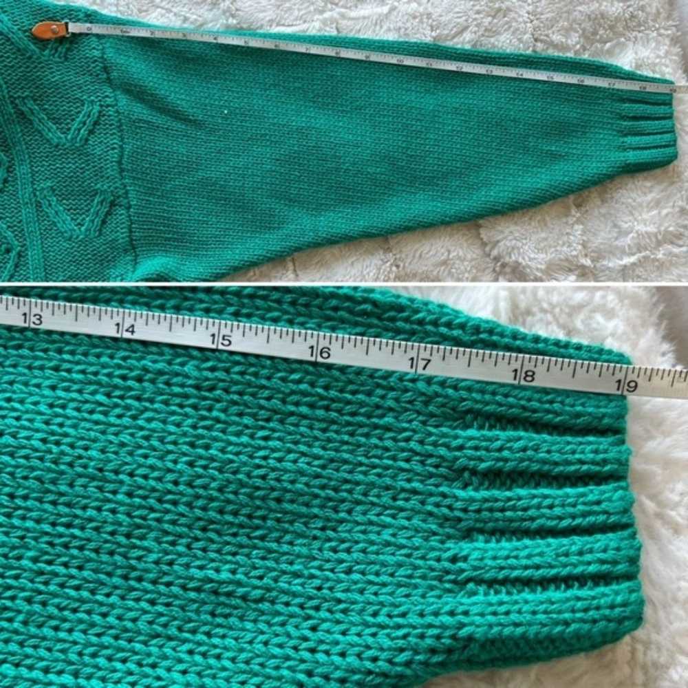 Vintage Knit Knit Green Cardigan Sweater M - image 9