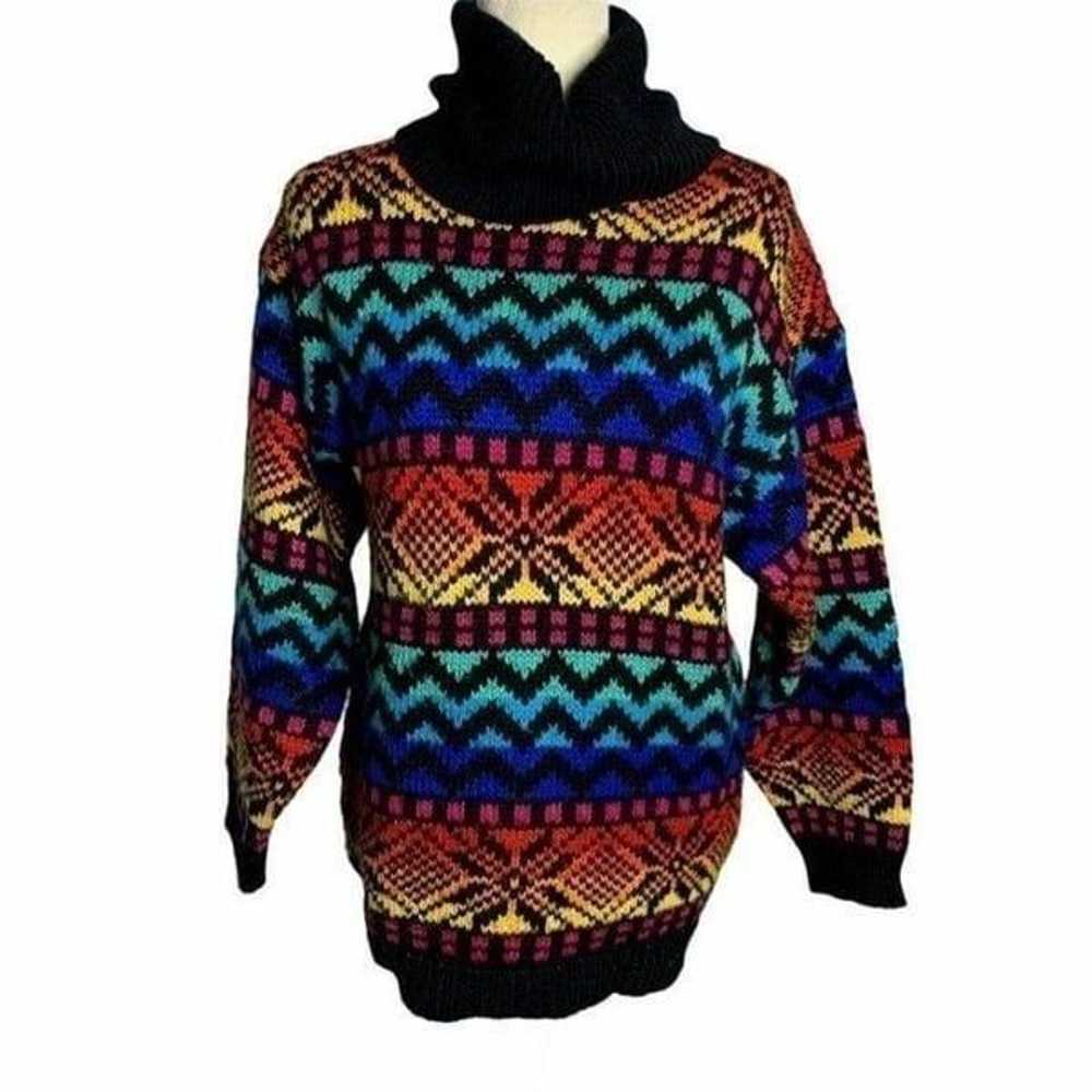 Vintage Pullover Turtleneck Ski Sweater - image 2