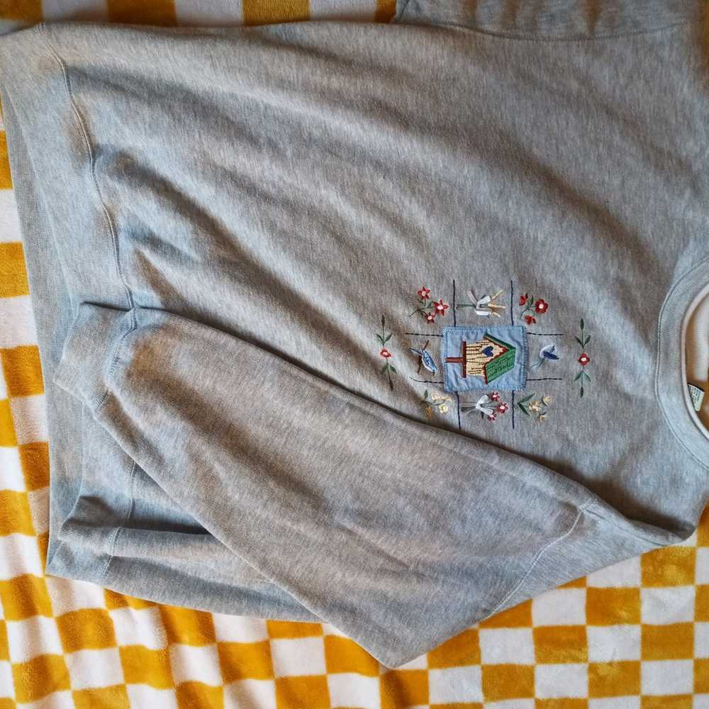 Vintage 80s Embroidered Grandma Sweater - image 11