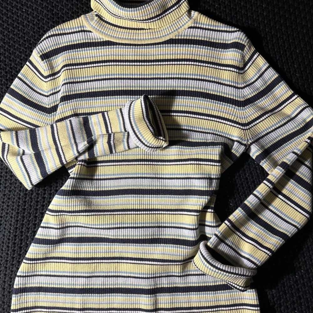 Vintage Striped & Ribbed Turtle Neck - image 1