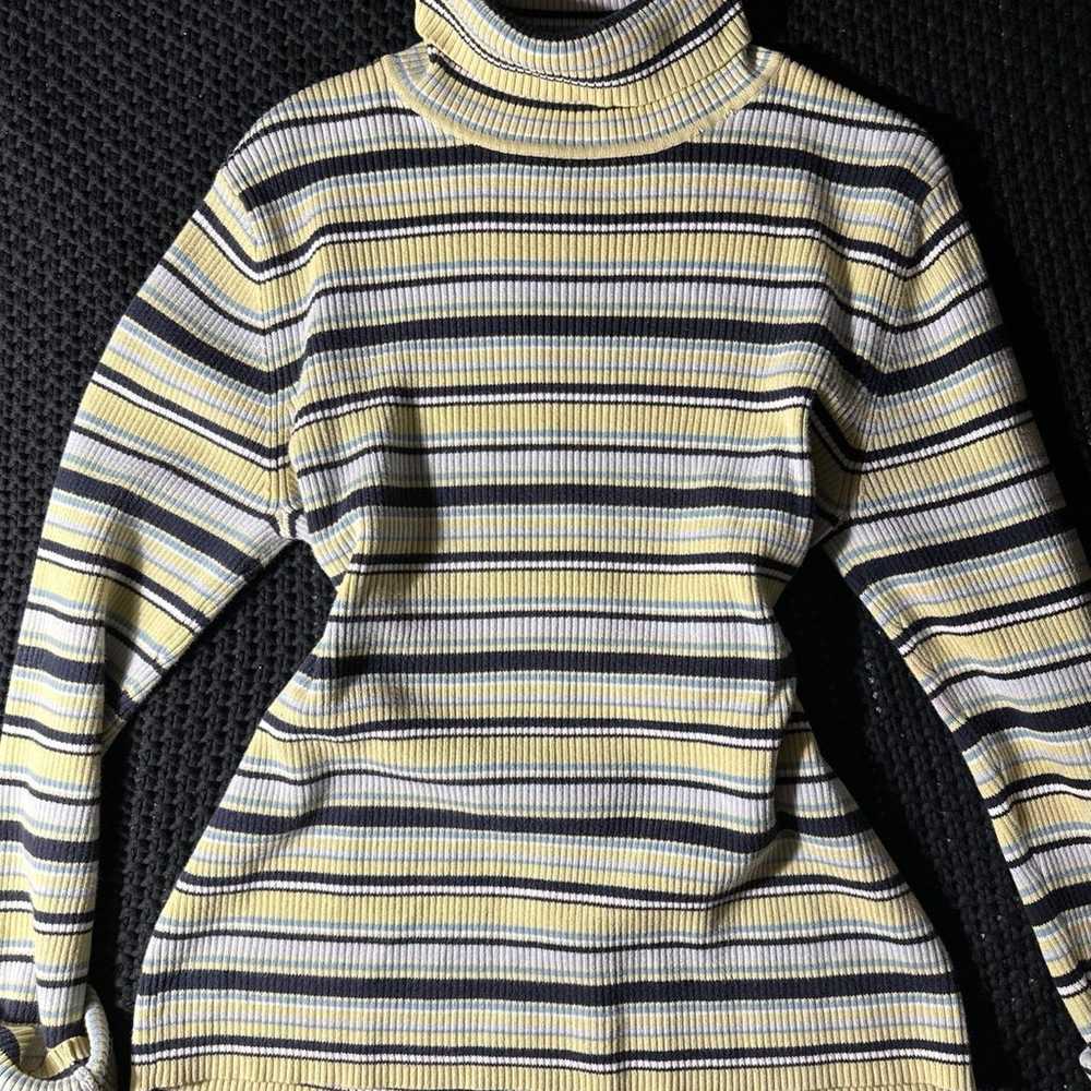 Vintage Striped & Ribbed Turtle Neck - image 2