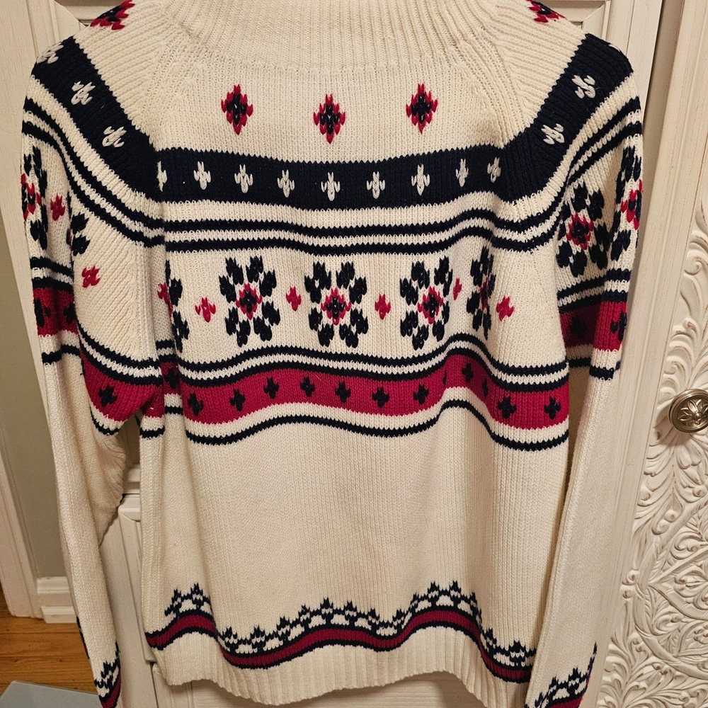 Vintage Red White Blue Fair Isle Ski Sweater - image 1