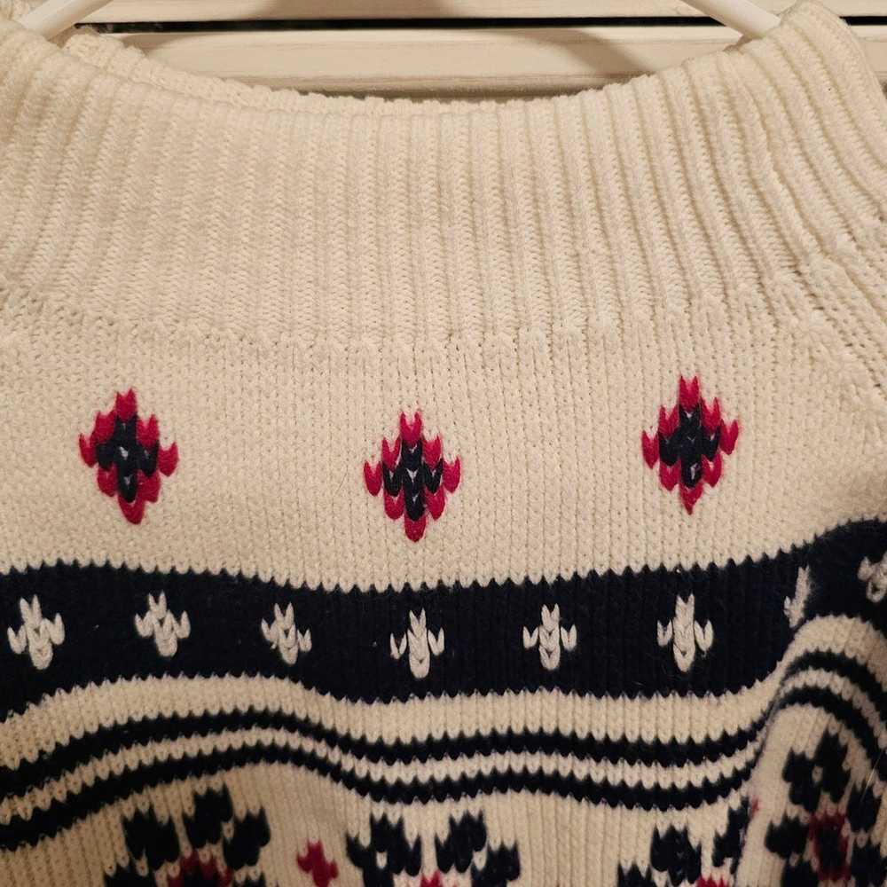 Vintage Red White Blue Fair Isle Ski Sweater - image 2