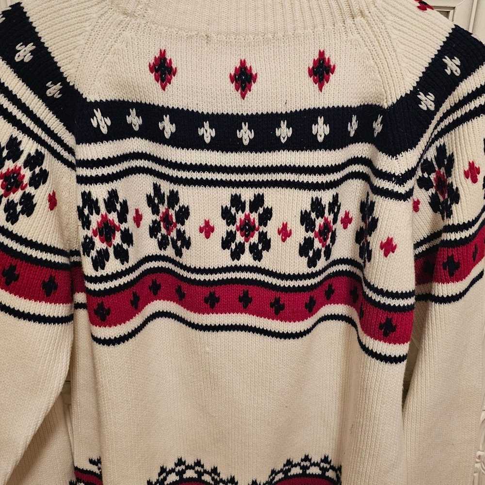 Vintage Red White Blue Fair Isle Ski Sweater - image 5