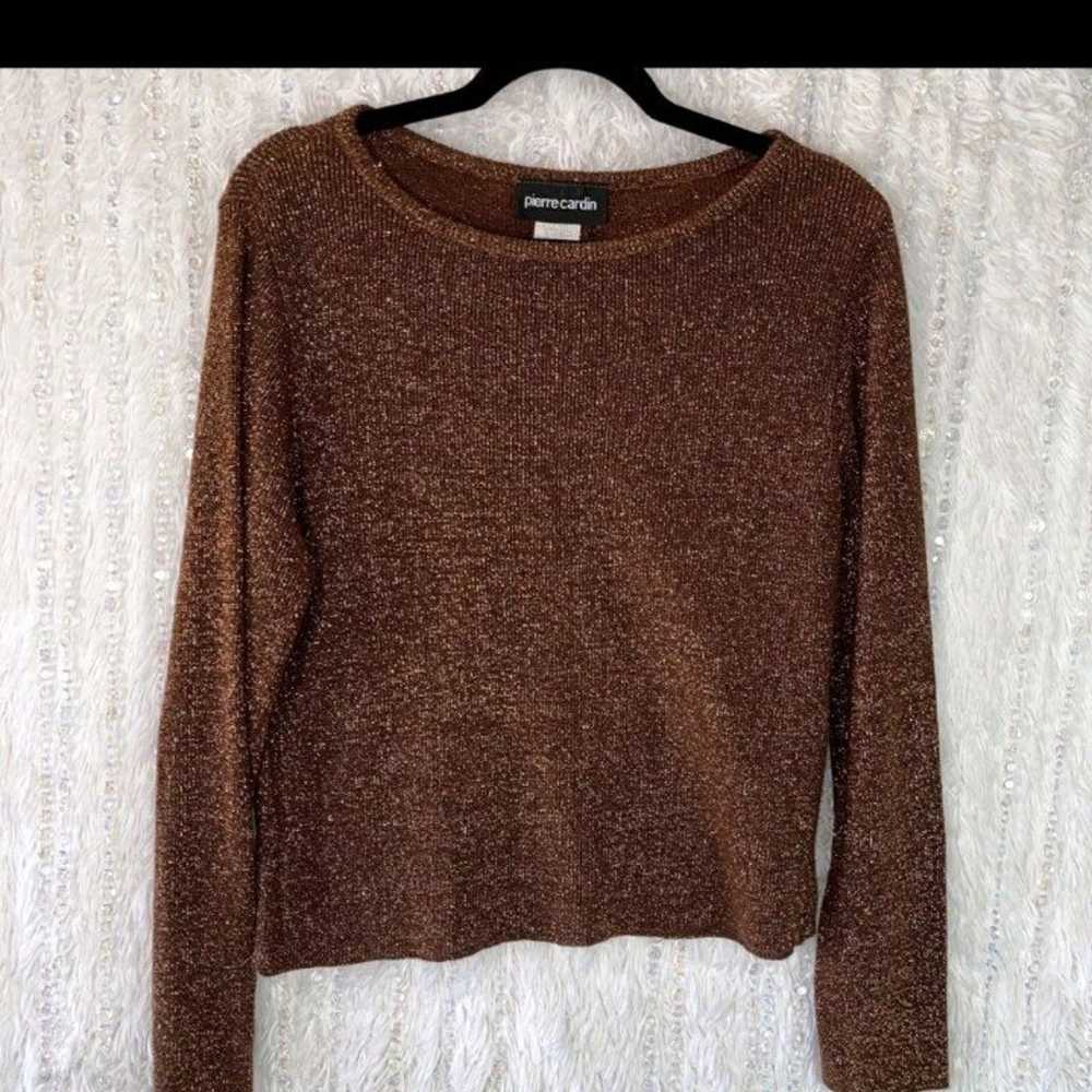 pierre cardin vintage cropped sweater womens bron… - image 1