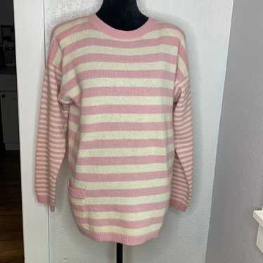 Lauren Alexandra pink white stripe long sleeve kni