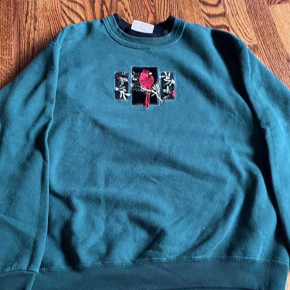 Vintage Bird Embroidered Sweatshirt - image 1