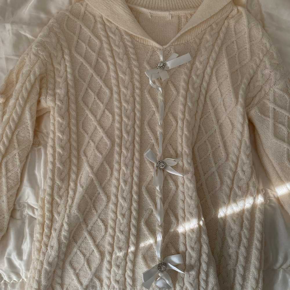 kawaii cream and white wool sweater - image 1