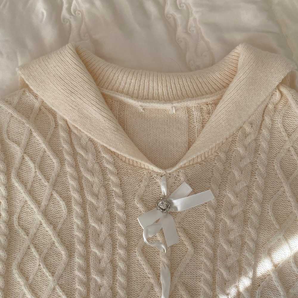 kawaii cream and white wool sweater - image 4