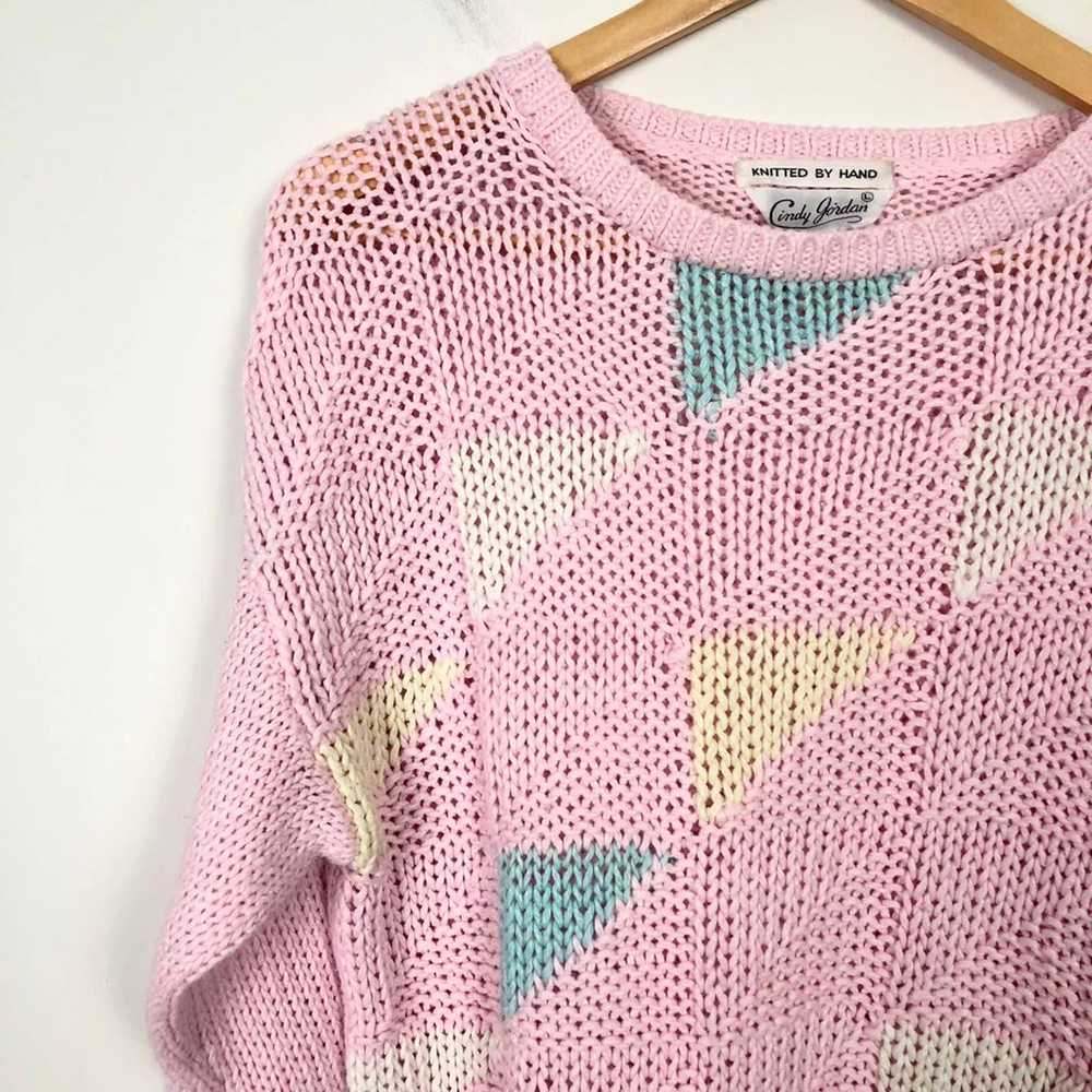 Vintage Geometric Hand Knit Sweater - image 2