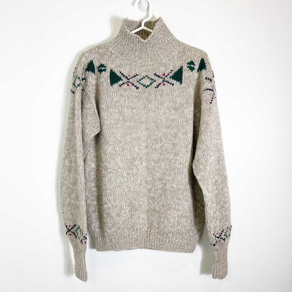 Vintage Eddie Bauer Mock Neck Knit Wool Sweater T… - image 1