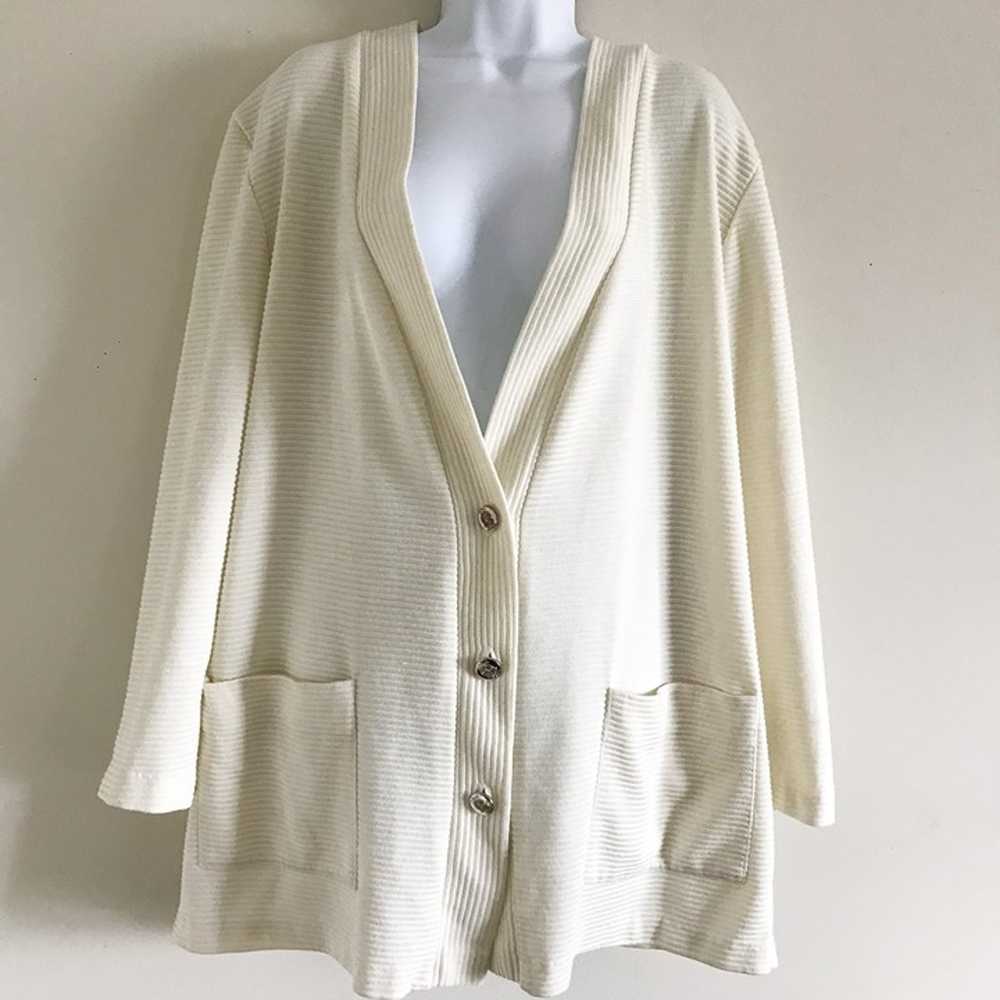 Cream Oversized Vintage V-Neck Cardigan - image 1