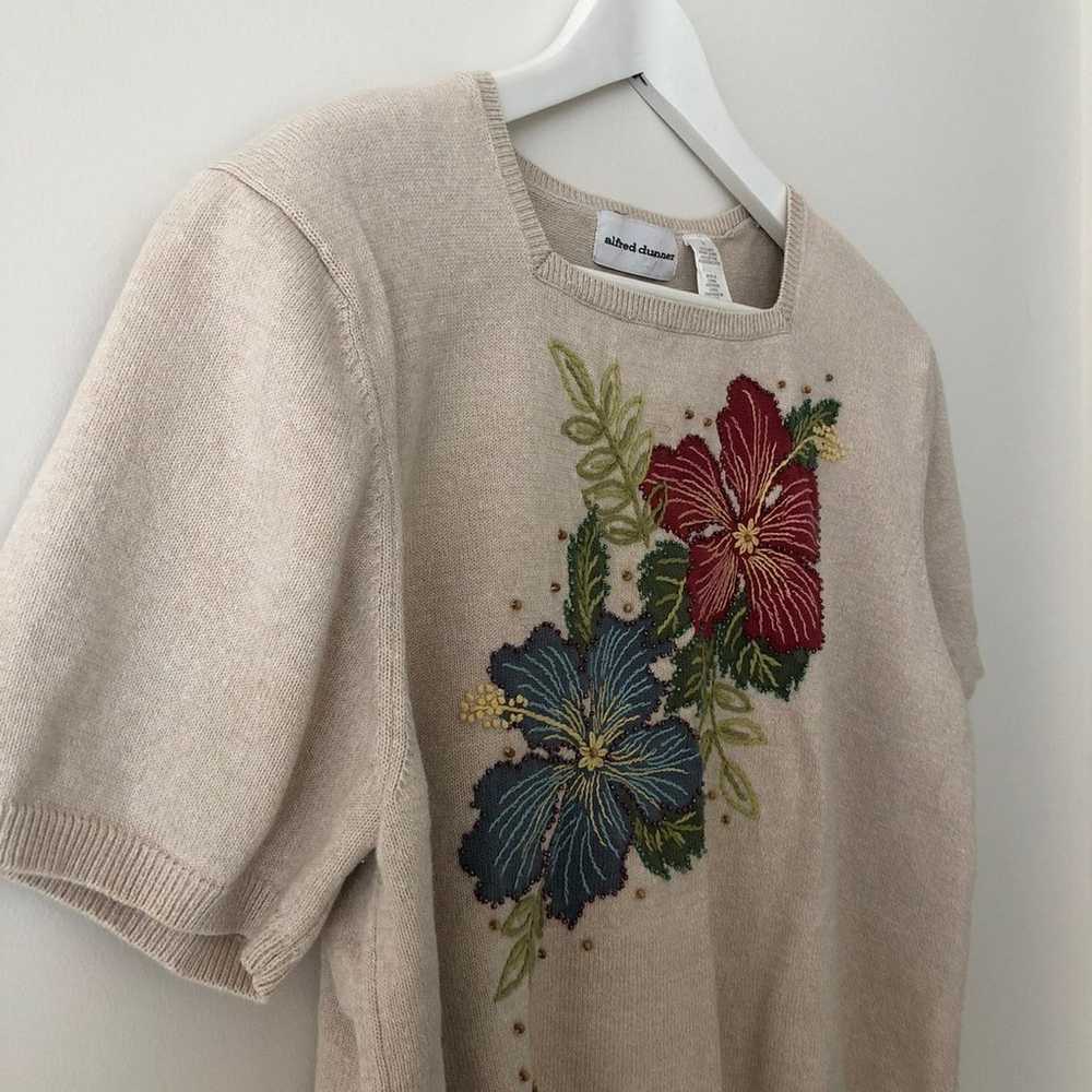 vtg alfred dunner beige beaded sweater - image 3