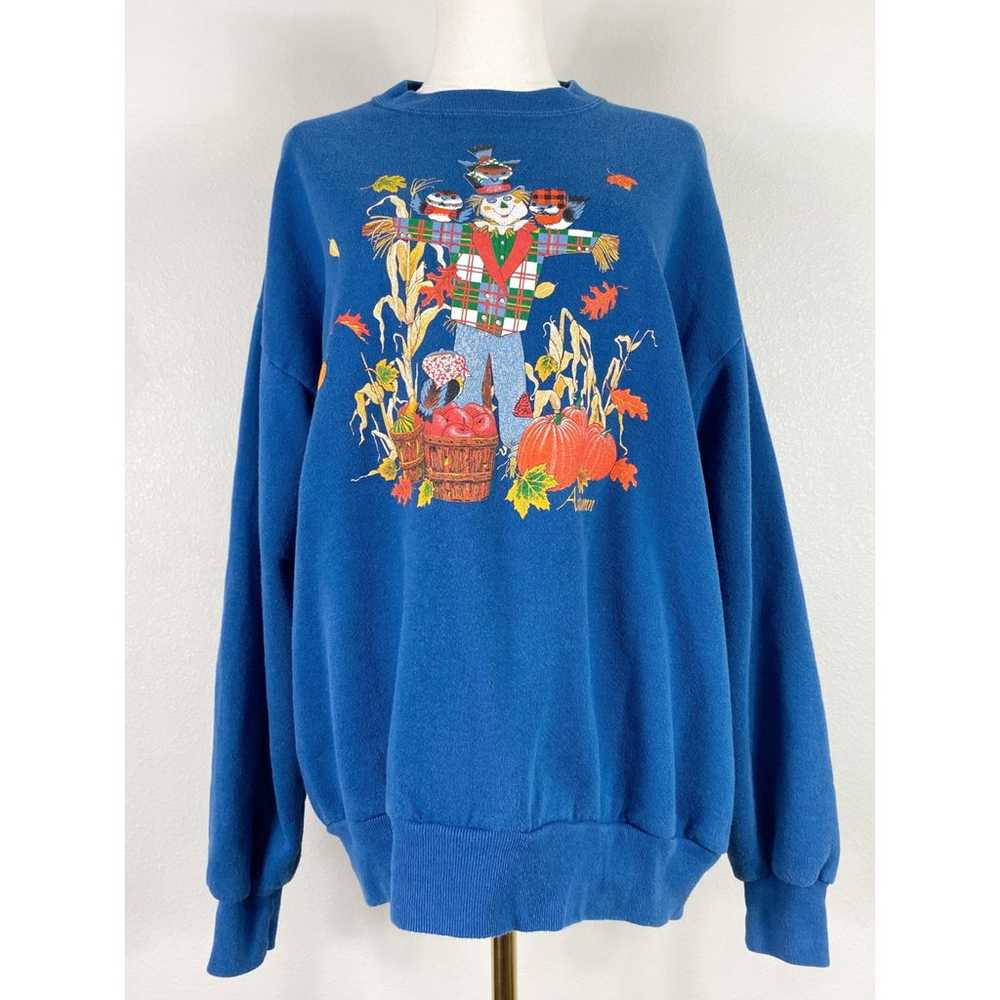 Vintage 90s Jerzees season autumn scarecrow graph… - image 2