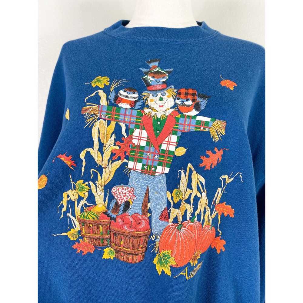 Vintage 90s Jerzees season autumn scarecrow graph… - image 3