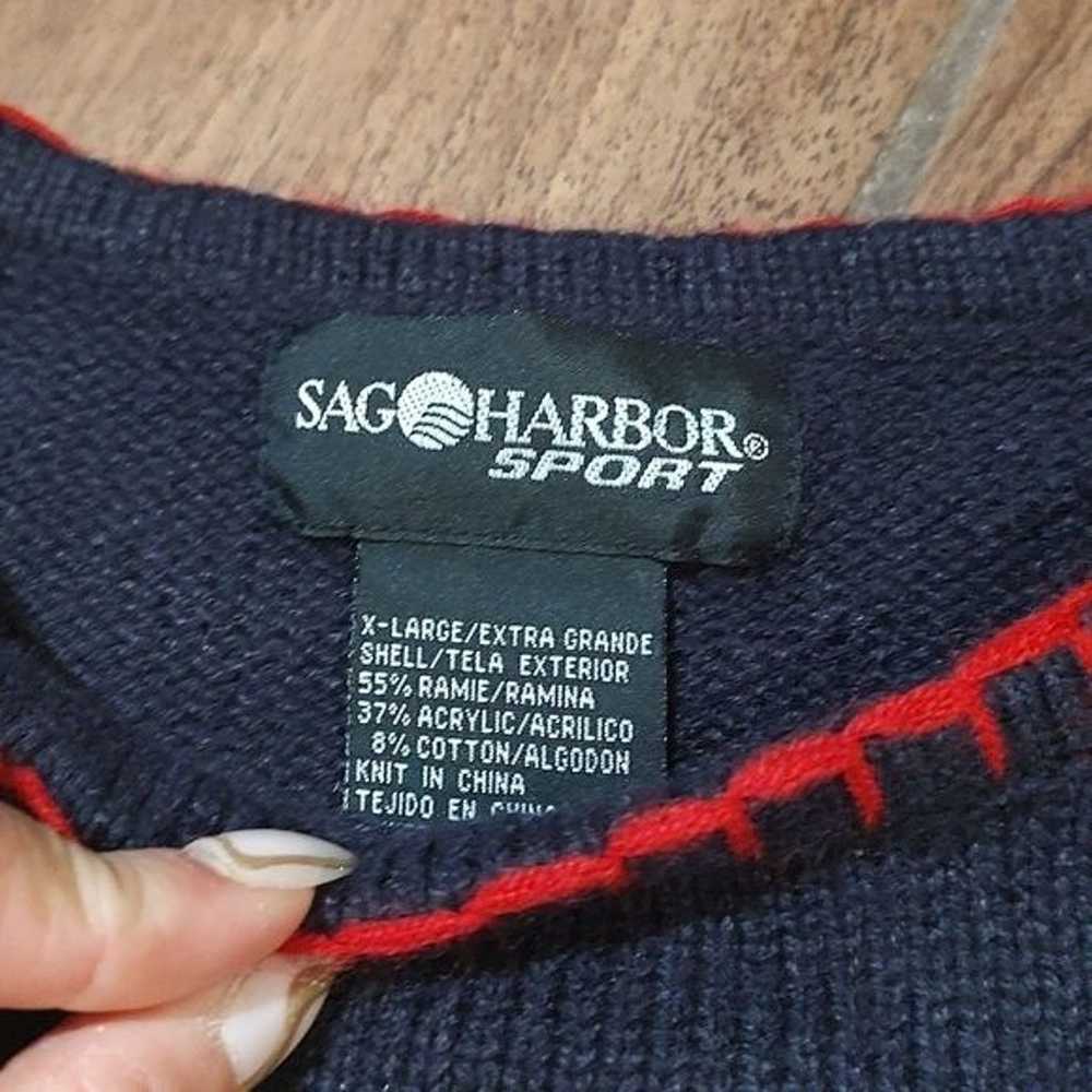 Vintage Sag Harbor XL navy knit Scottie dog sweat… - image 2