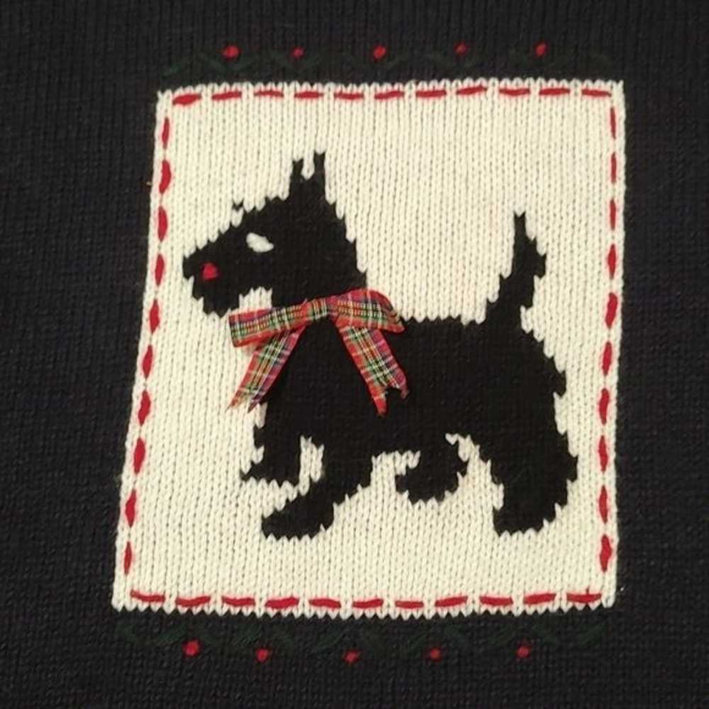 Vintage Sag Harbor XL navy knit Scottie dog sweat… - image 3