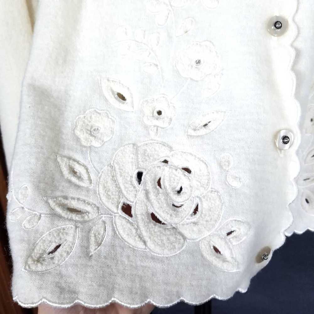 Vintage Wool Floral Embroidered Cardigan - image 2