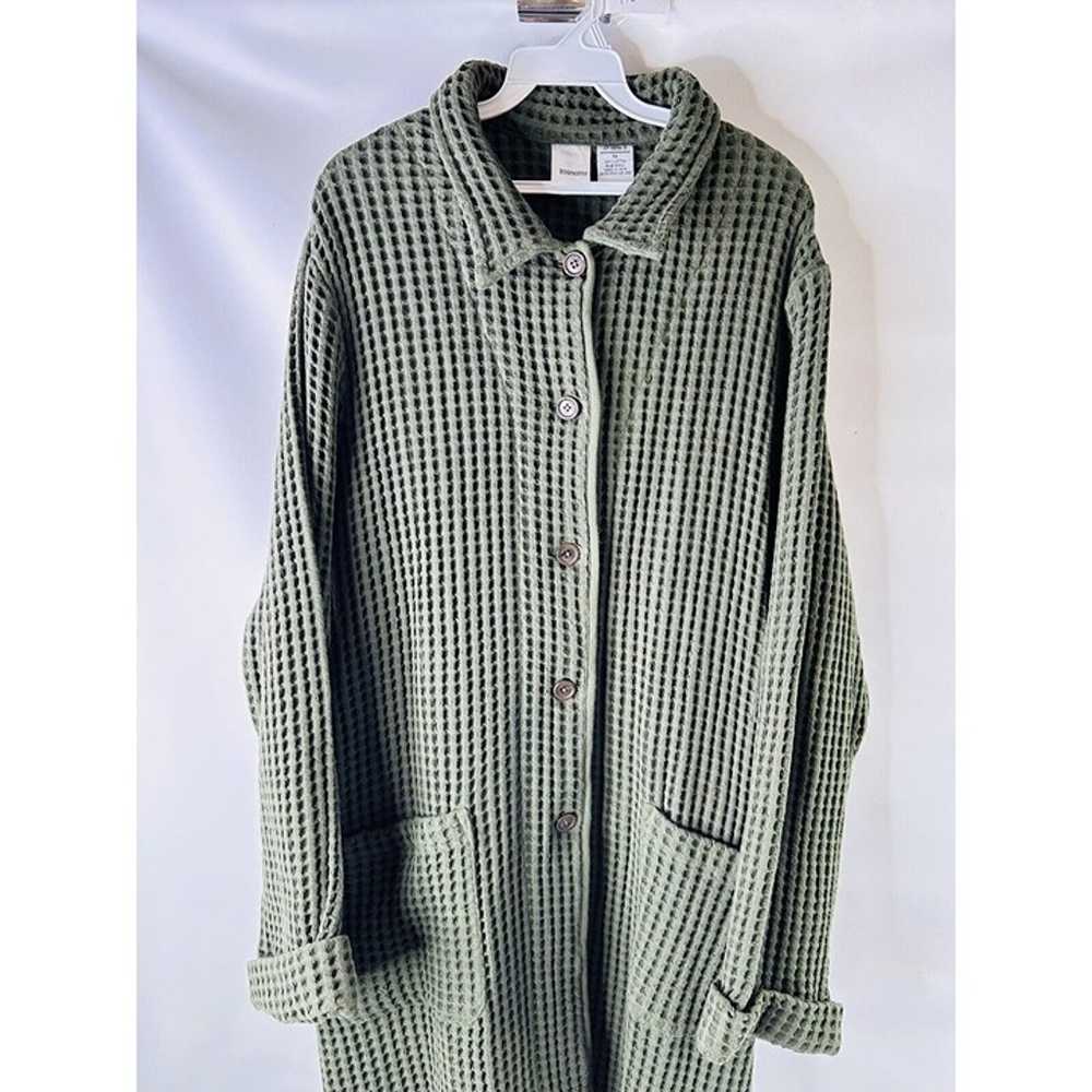 Vintage Womens 1XL Waffle Knit Long Cardigan Tuni… - image 4