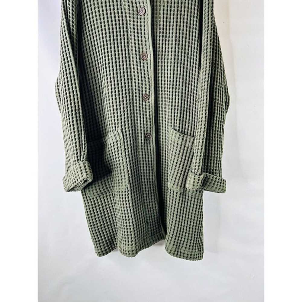 Vintage Womens 1XL Waffle Knit Long Cardigan Tuni… - image 5