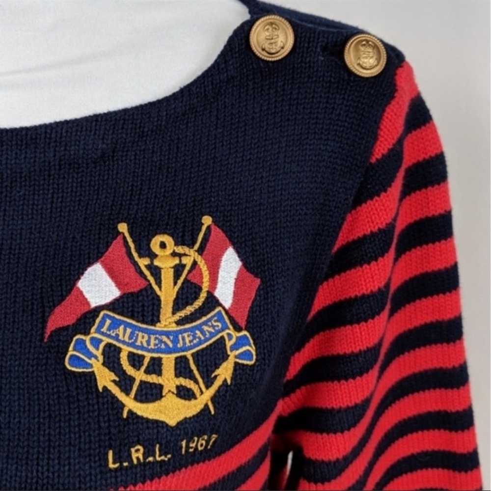 RALPH LAUREN Nautical Embroidered Flag Crest Swea… - image 10