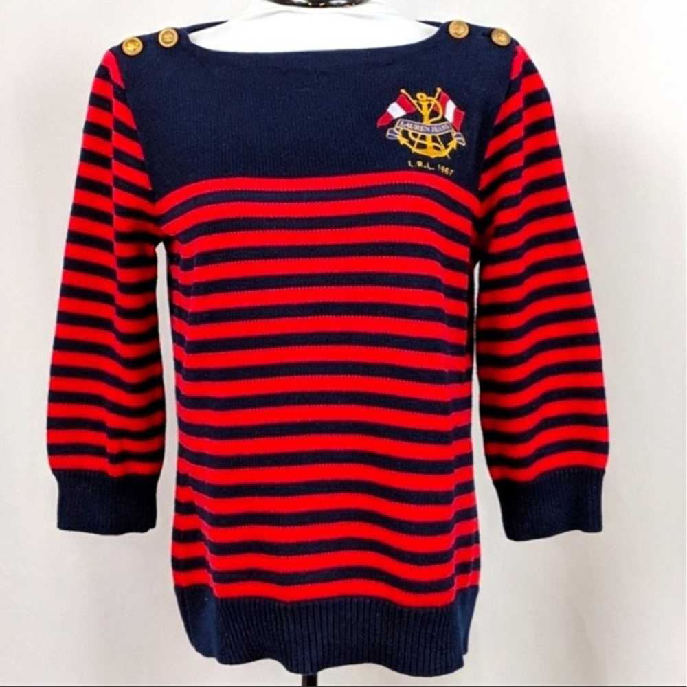 RALPH LAUREN Nautical Embroidered Flag Crest Swea… - image 3