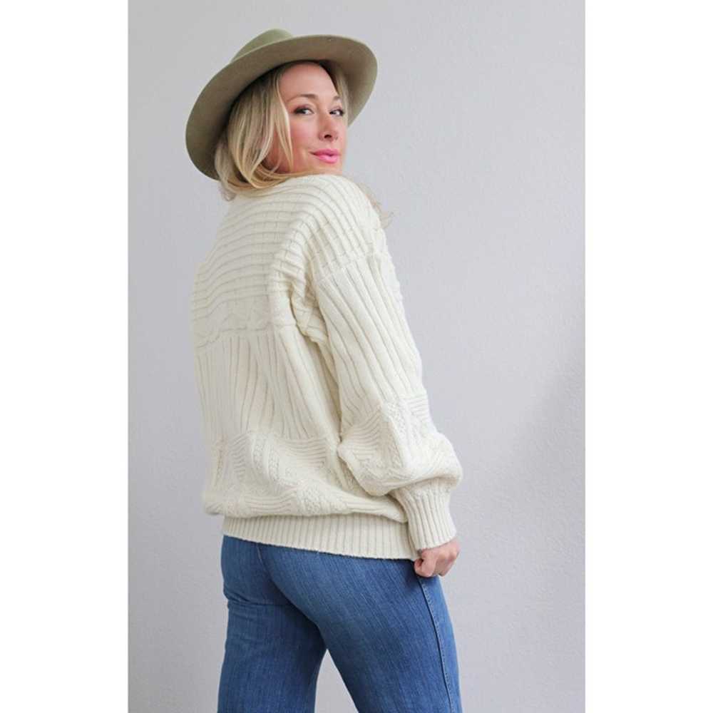 1980's Vintage Slouchy Cream & Wool Sweater // Wo… - image 3