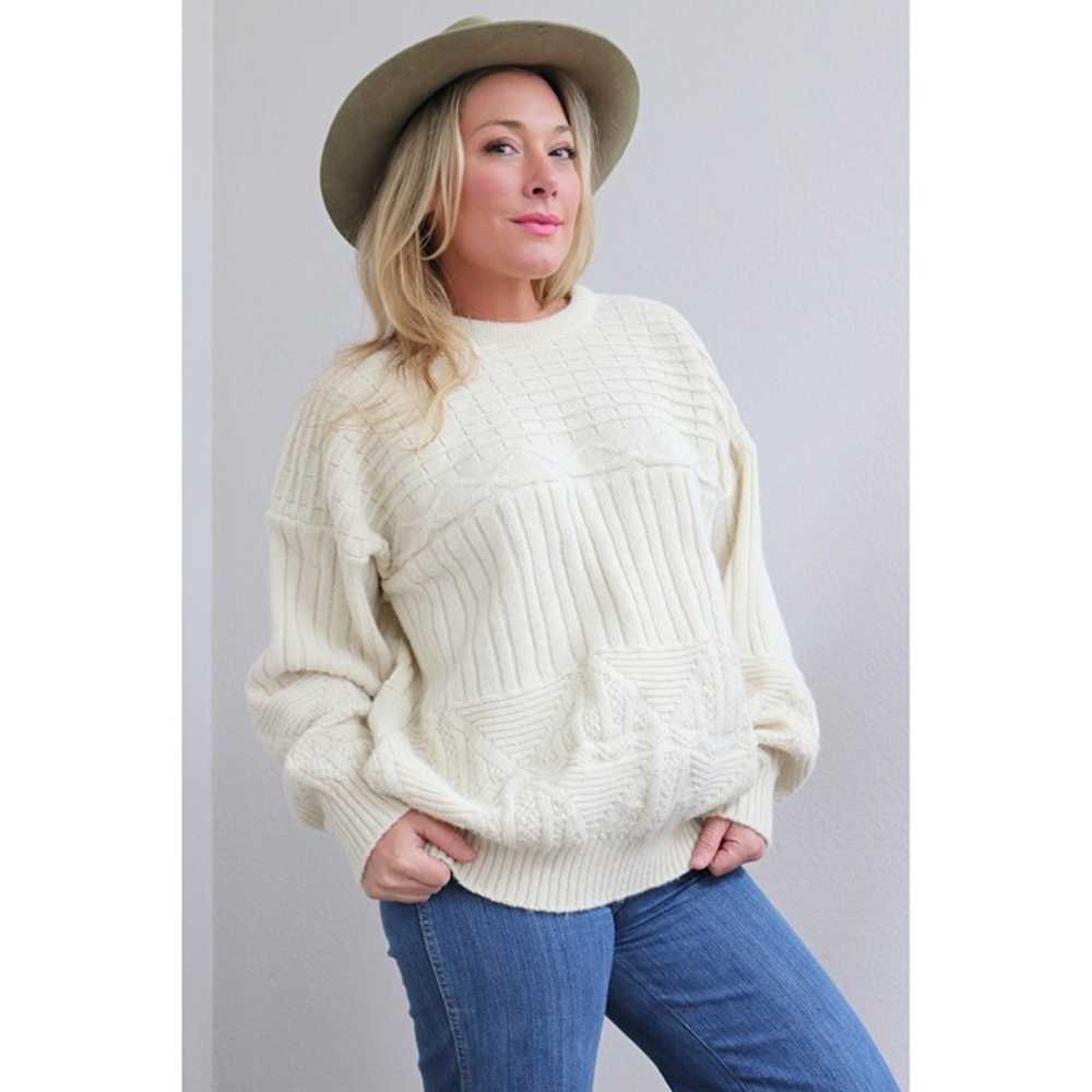 1980's Vintage Slouchy Cream & Wool Sweater // Wo… - image 4