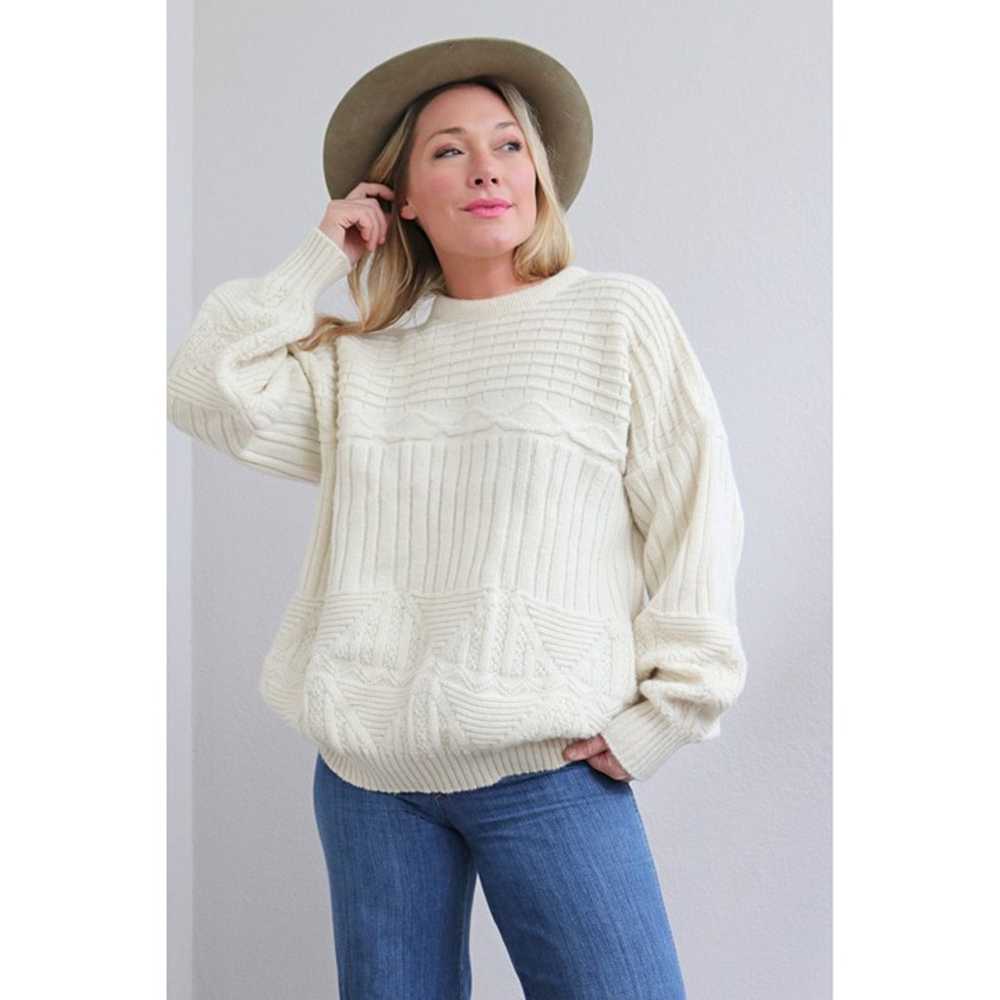 1980's Vintage Slouchy Cream & Wool Sweater // Wo… - image 5