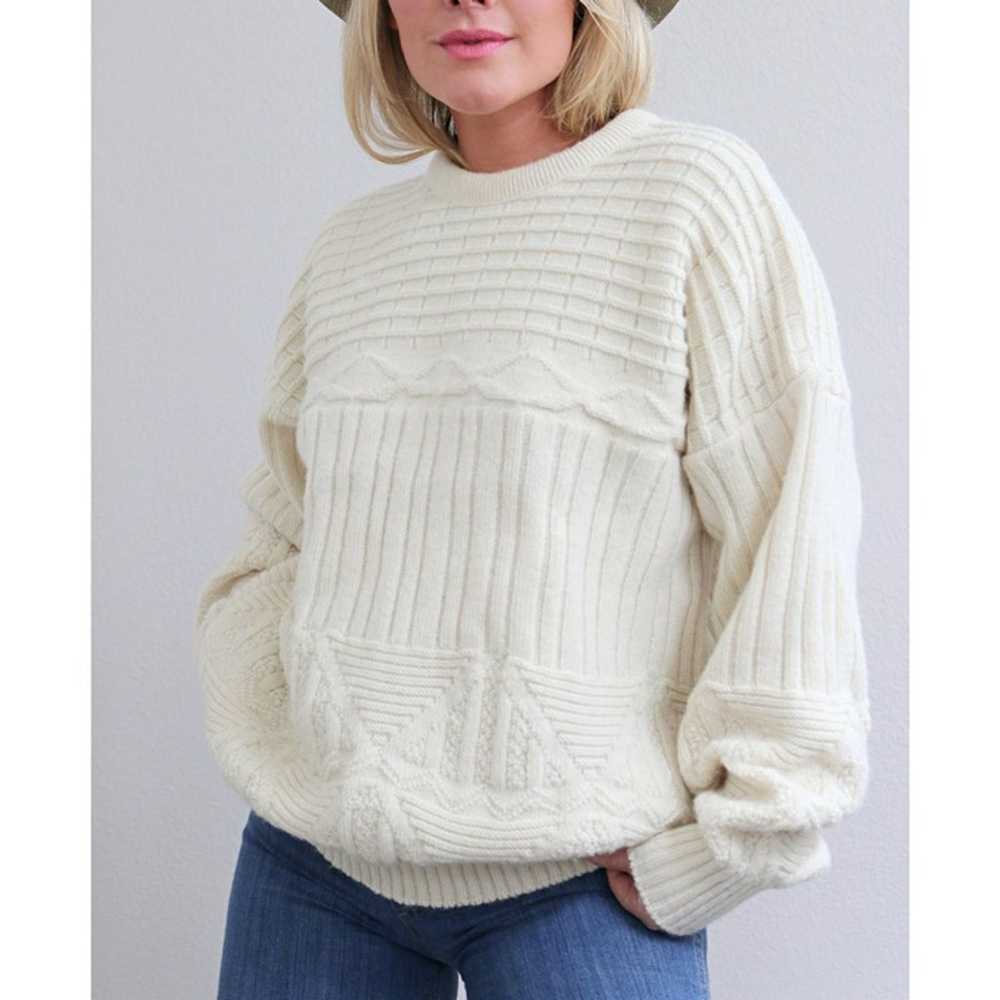 1980's Vintage Slouchy Cream & Wool Sweater // Wo… - image 6