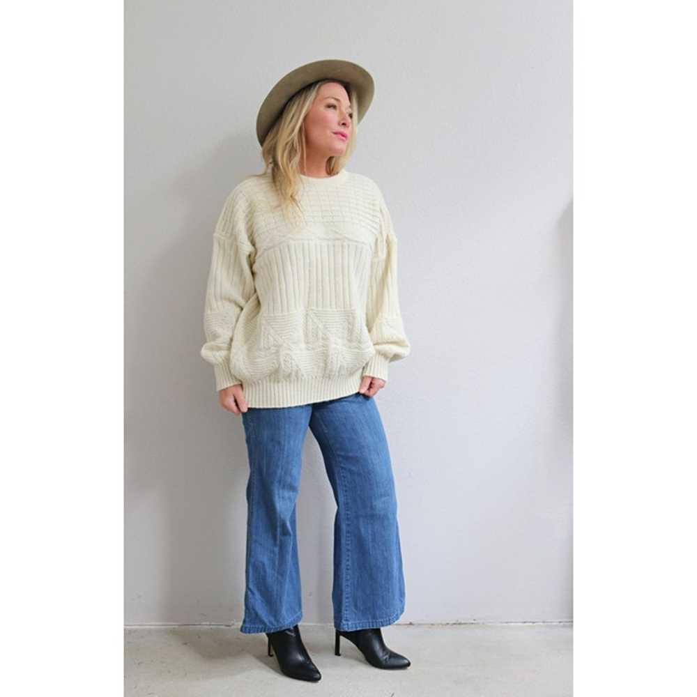 1980's Vintage Slouchy Cream & Wool Sweater // Wo… - image 7