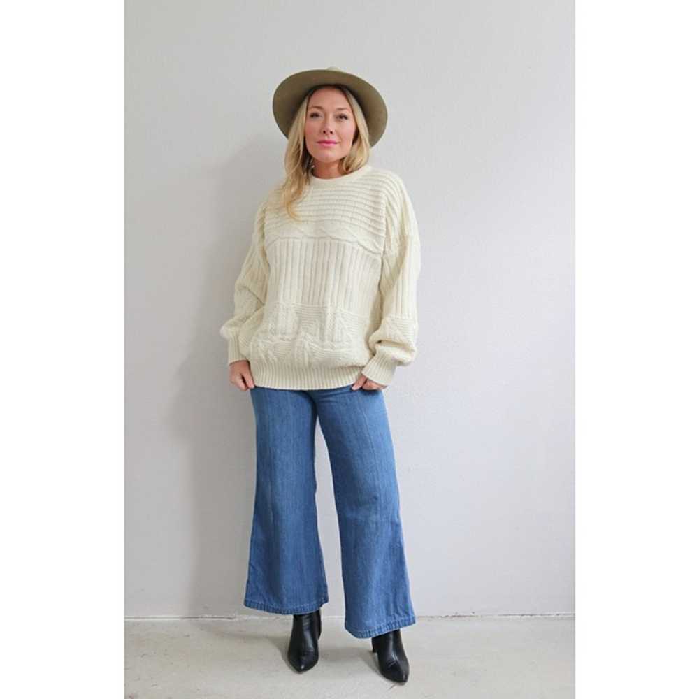 1980's Vintage Slouchy Cream & Wool Sweater // Wo… - image 8