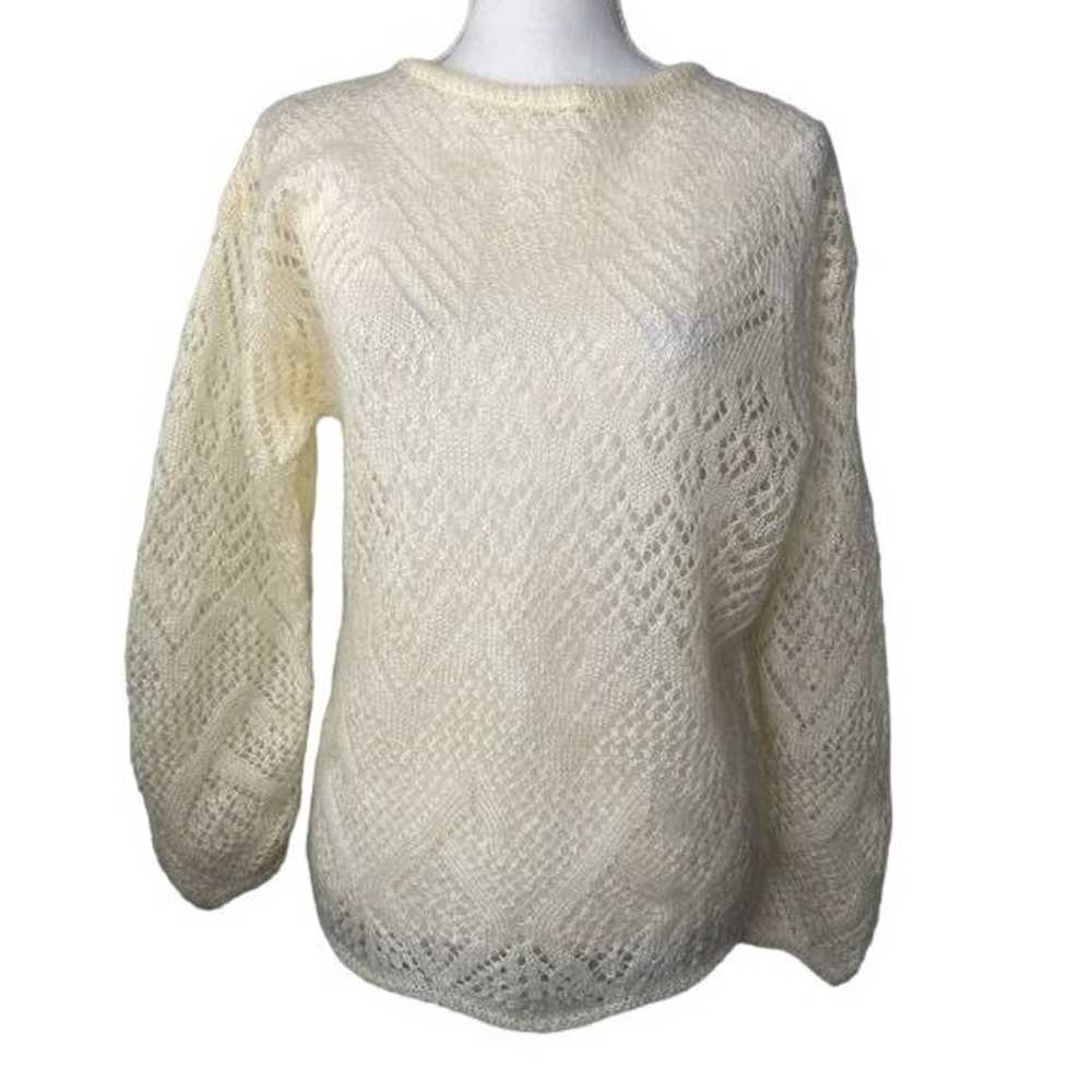 Vintage Express Tricot ladies cream colored mohai… - image 1