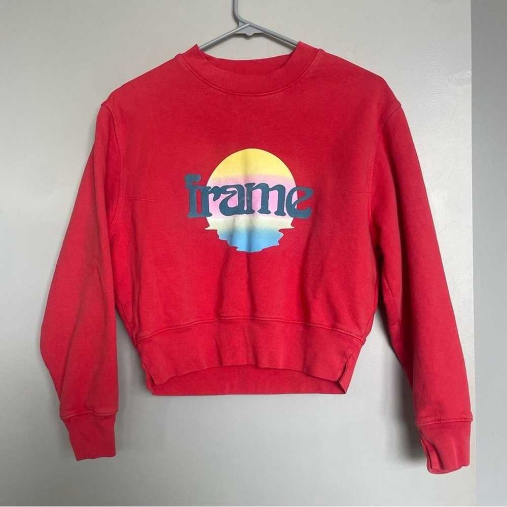 Frame Cropped Sweatshirt in Red Size XS - image 2