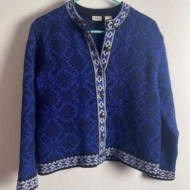 L.L. Bean 100% Merino Lambs' Wool Nordic Cardigan… - image 1