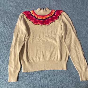 Cabi Winsome Pullover #4416 Ivory red pink orange… - image 1