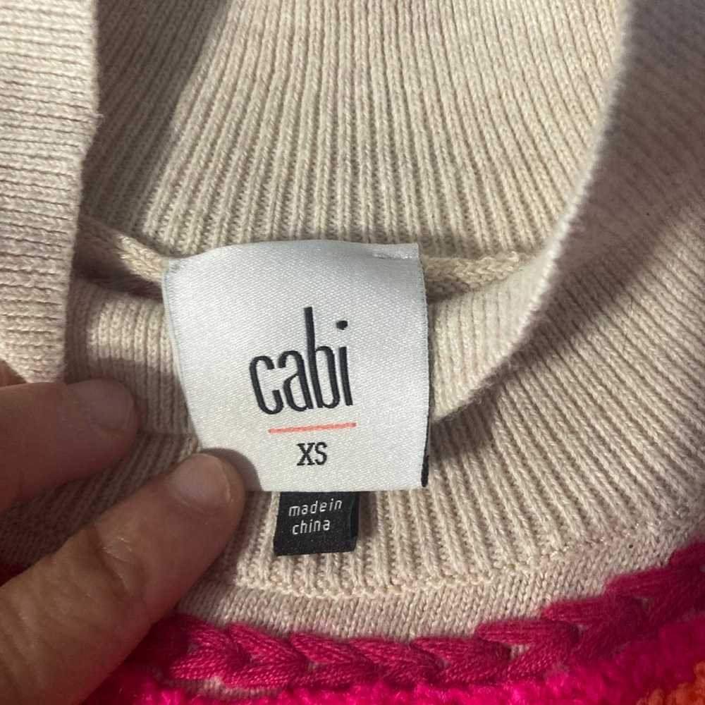 Cabi Winsome Pullover #4416 Ivory red pink orange… - image 2